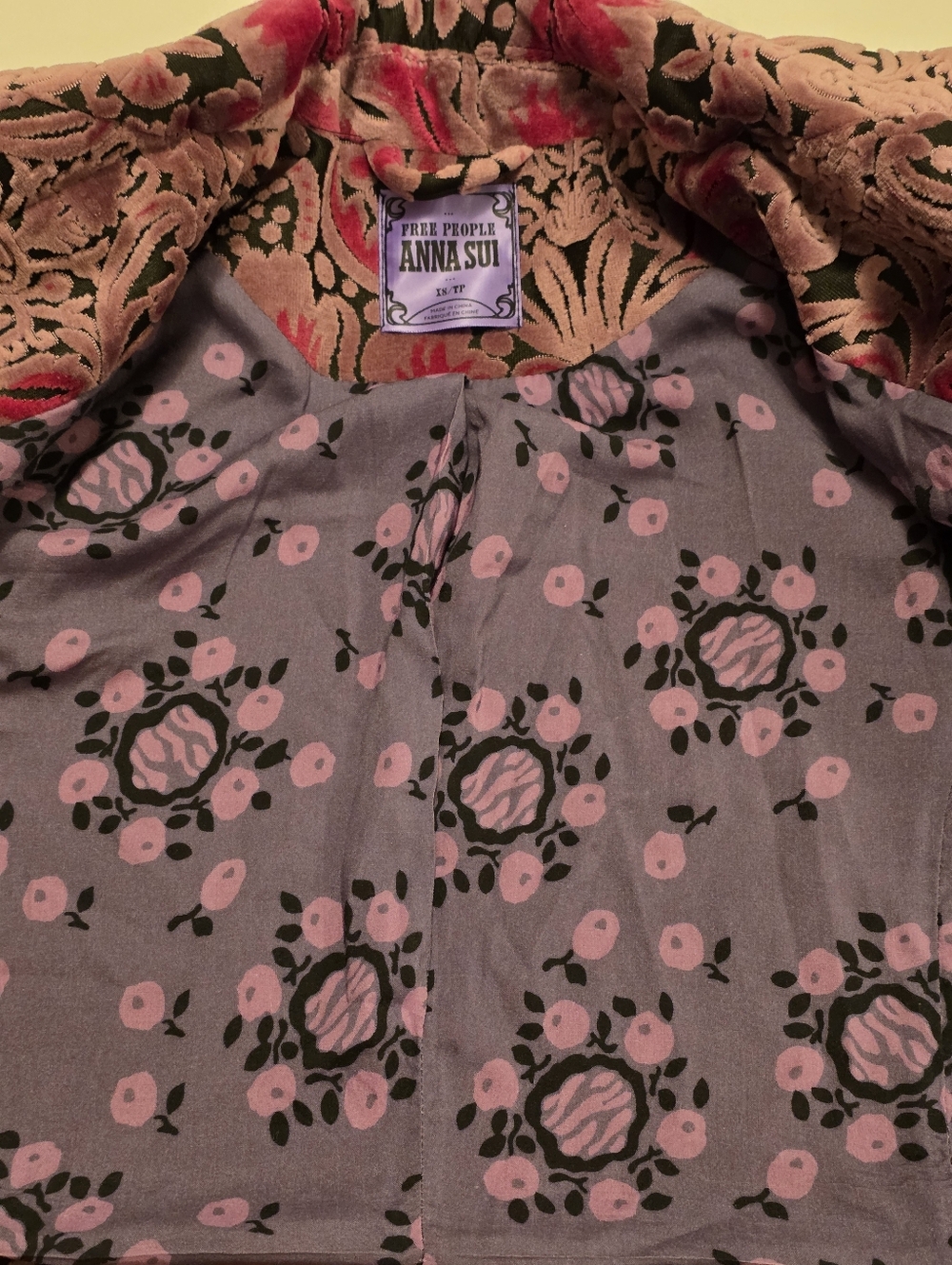 Free People × Anna Sui Purple Floral Lined Jacket & Skirt Set Womens XS - Picture 7 of 14